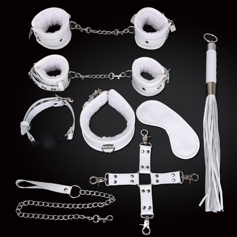 Ball Gag Sexy 8 Piece Set Training Bondage And Discipline Set Plush Leather Handcuffs