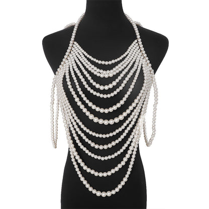 Hand-Woven Retro Multi-Layer Imitation Pearl Body Chains