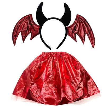 Halloween Props Red Devil Wings Headband Skirt Option