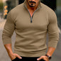 Men's Casual Solid Color Long-Sleeved Zipper Neck Top Huge Variety