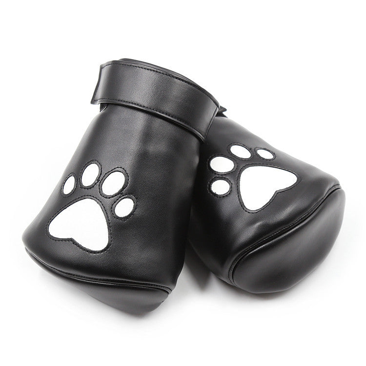 Sponge Filled Paw Gloves Leather PU Handcuffs