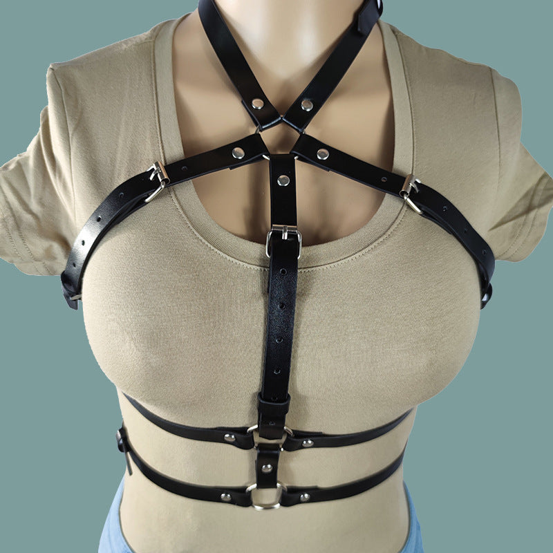 Bondage BDSM 4-Set Erotic Chest Waist Cuff Mask Body Harness