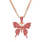 Rhinestone Butterfly Pendant Necklace & Chain