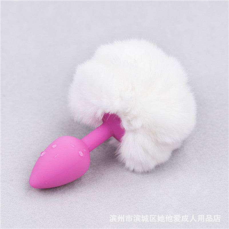 Colorful Furry Bunny Tail Silicone Anal Plug