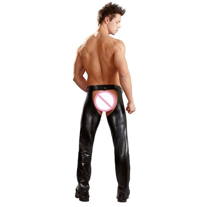 Exotic Gothic Men Sexy Crotch Pole Dance Pants Leather