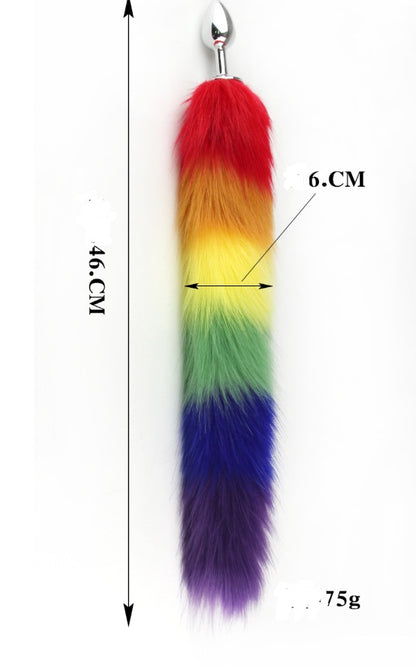 Rainbow Fox Tail Butt Plug