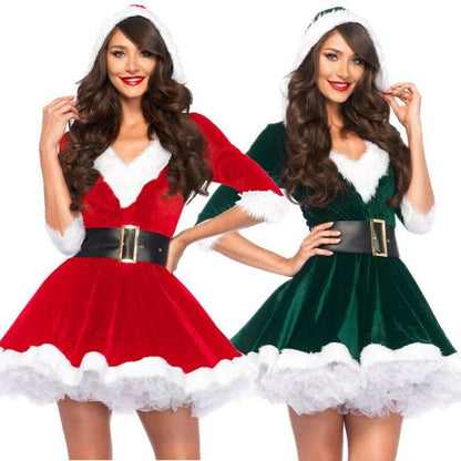 Christmas Dress Sexy Santa Claus Hoodie Cosplay Costumes Multiple Sizes