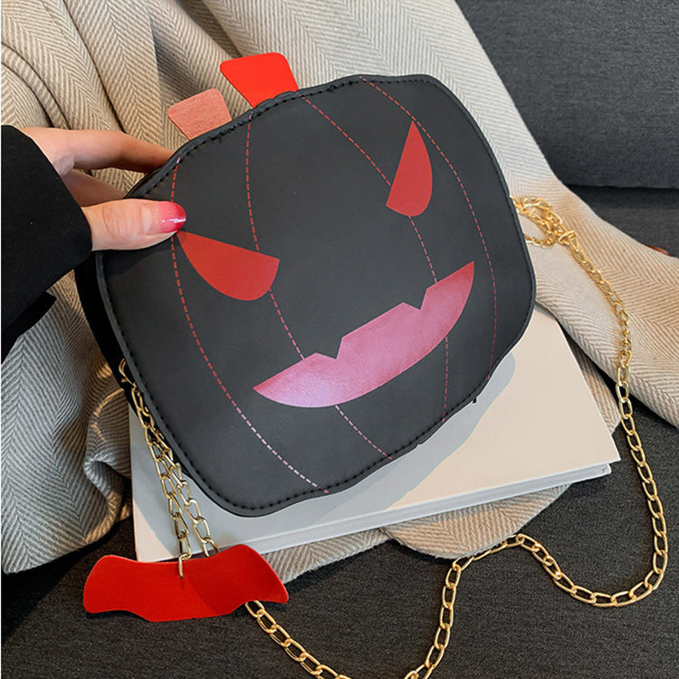 Pumpkin Crossbody Chain Shoulder Bag