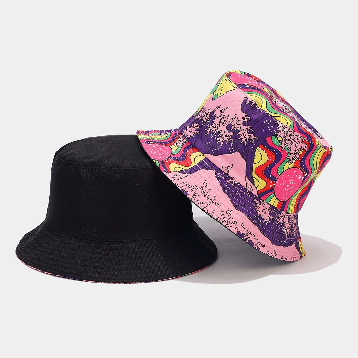 Graffiti Exterior Double-Sided Reverse Black Interior Bucket Hat