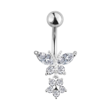 Stainless Steel Inlaid Zircon Navel Stud Piercing Jewelry Huge Variety