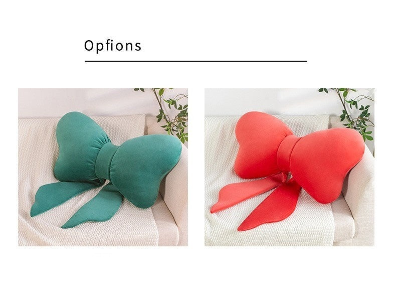 Red Green Gift Bow Pillow