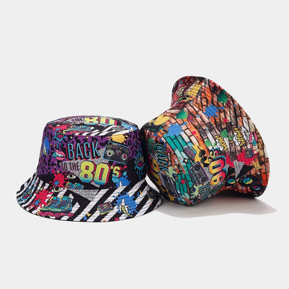 Graffiti Exterior Double-Sided Reverse Black Interior Bucket Hat