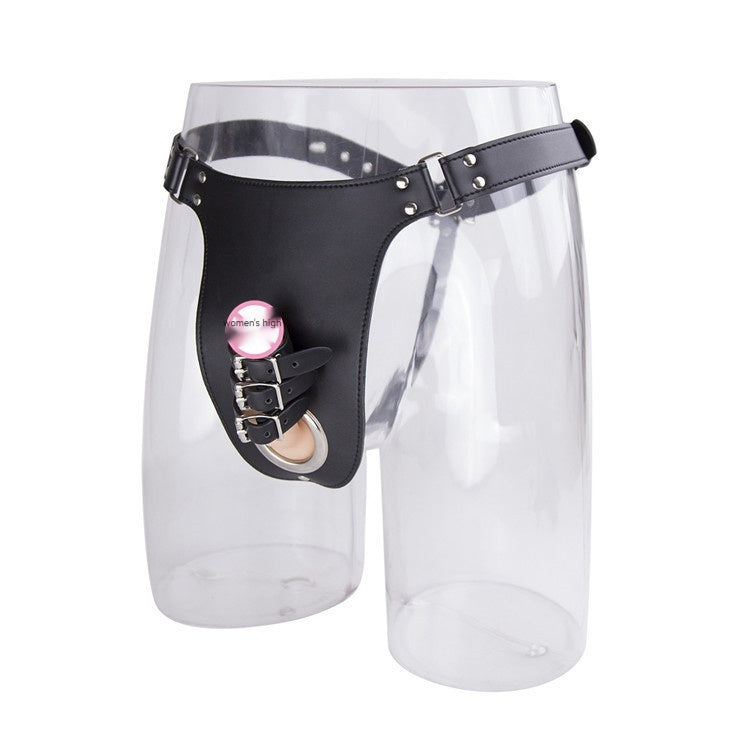 Men's Iron Hoop Chastity Belt Wear Leather Underwear