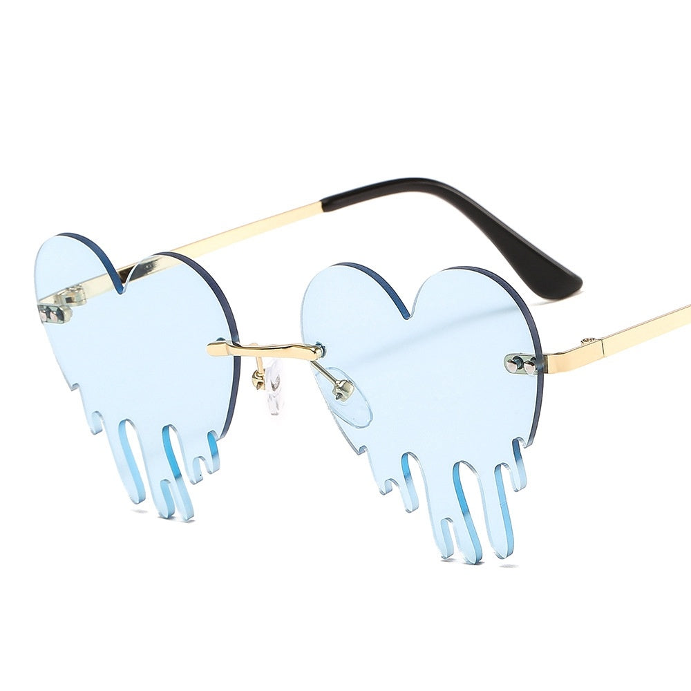 Dripping Heart Tinted Frame Sunglasses