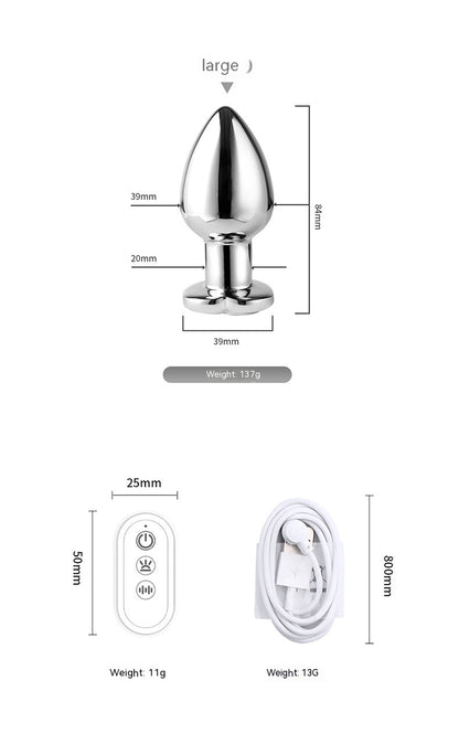 Luminous App Remote Control Metal Heart-Shaped Anal Plug