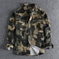 Washed Twill Woven Button-Up Long-Sleeve Camouflage Print Shirt