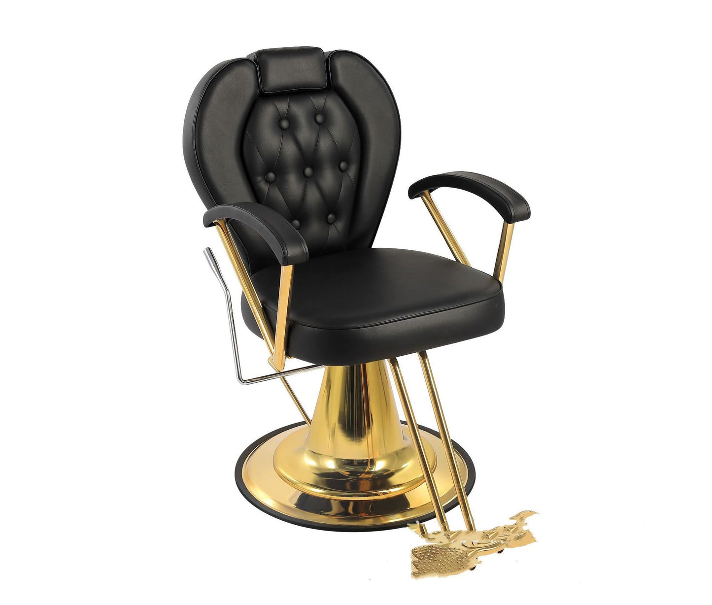 Golden Accent Leather Massage Barber Hair Salon Chair