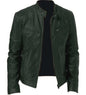 Men's PU Leather Zipper Multi-Pocket Jacket With Collar