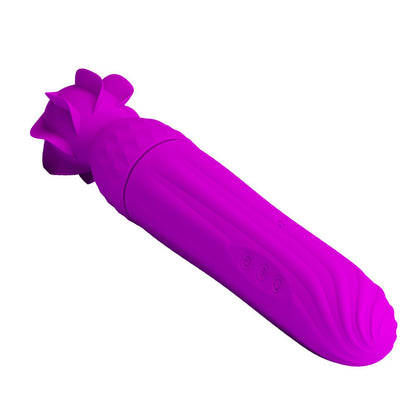 12 Vibrations Ribbed Silicone Rotary Rod