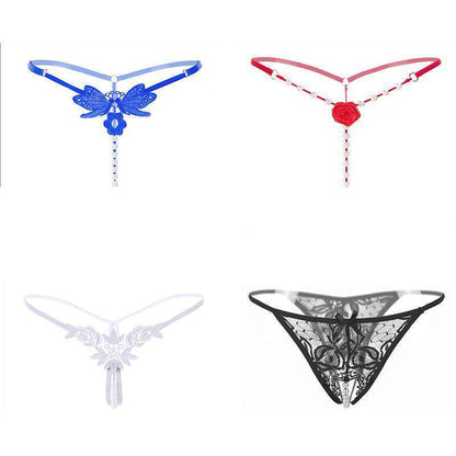 Embellished 4-Pack Thong Women's Cutout G-String Huge Variety