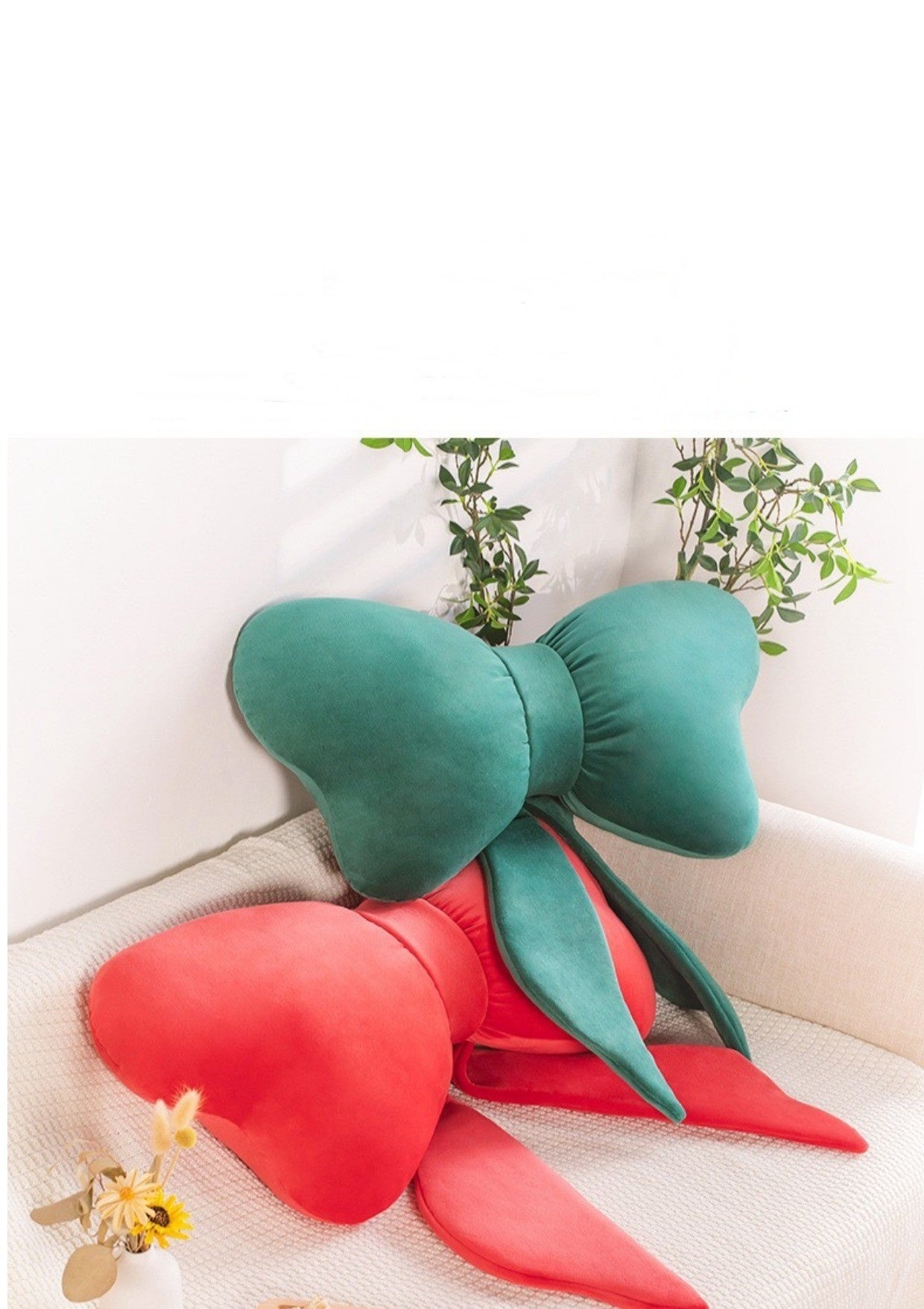 Red Green Gift Bow Pillow