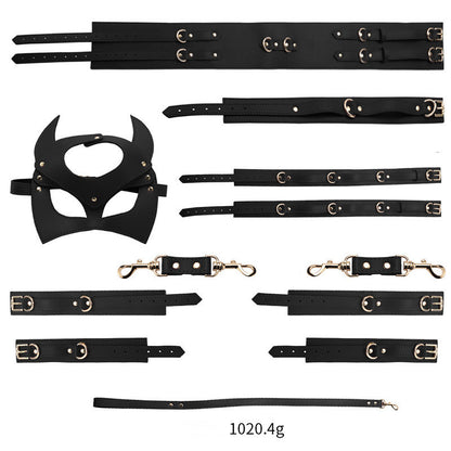 Leash-Collar Cuff-Link Temperament Bondage Training Set Multiple Colors