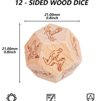 Couple Date Night 12 Sided Positions Fun Wood Dice