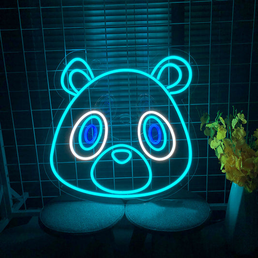 Lámpara LED de neón con forma de animal de panda de dibujos animados