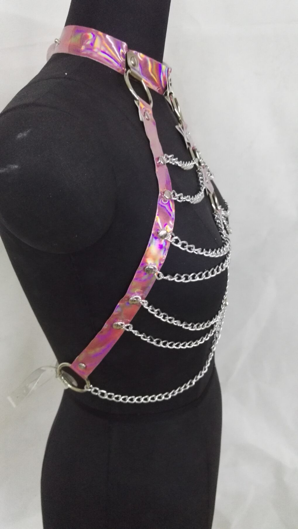 Holographic Halter Body Harness Chain Belt