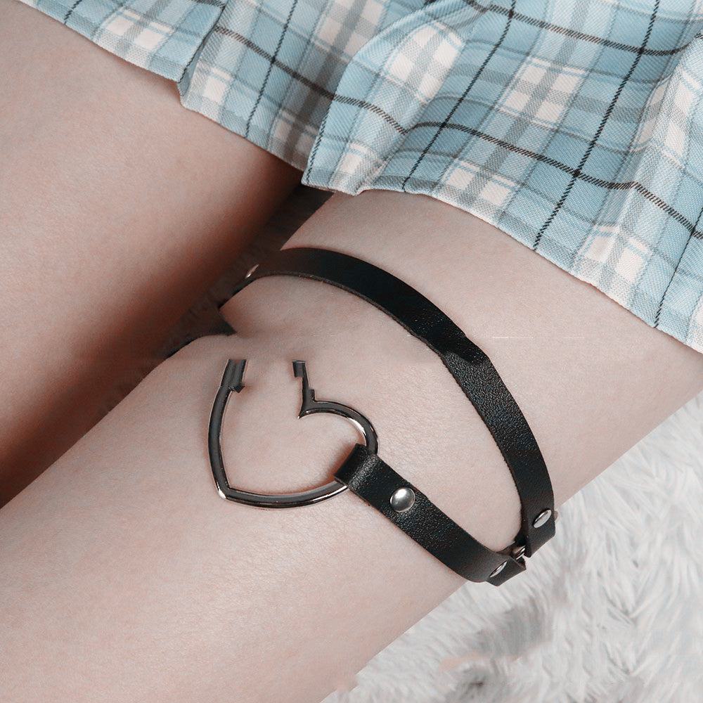 Personalised Pentagram Leather Leg Garter Ring Bondage