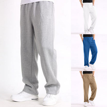 Casual Straight Solid Loose Pockets Trousers