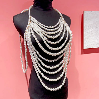 Hand-Woven Retro Multi-Layer Imitation Pearl Body Chains