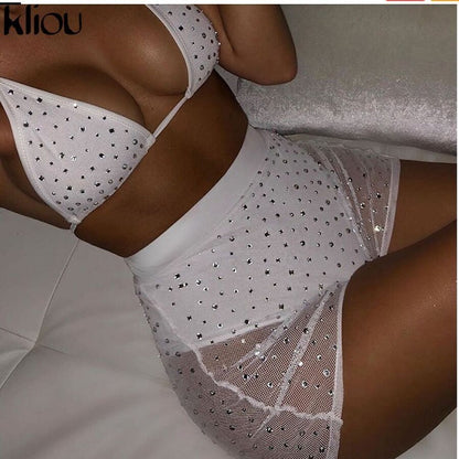 Rhinestone Bra Shorts Temptation Underwear