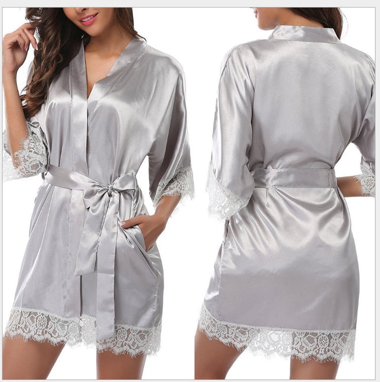 Chemise de nuit en soie avec ceinture synchronisée Grande variété