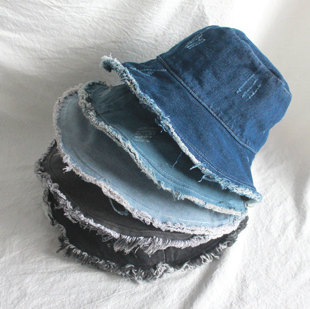 Sunshade Raw Edge Denim Bucket Hat