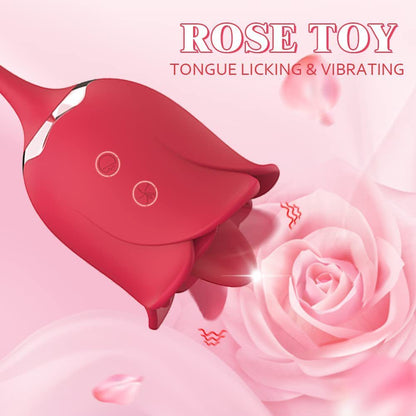 Tongue Licking Flower Head Telescopic Rose Massage Vibrator