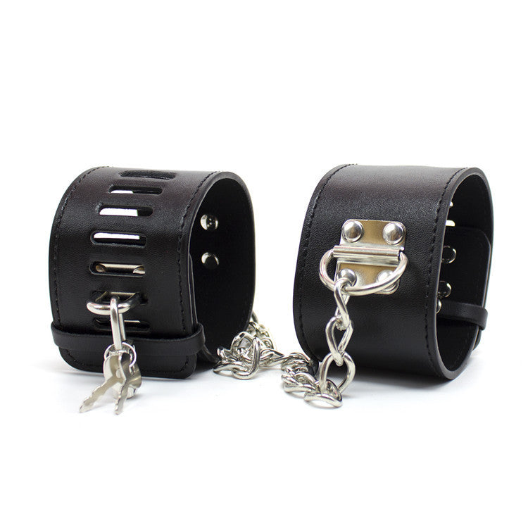 PU Leather Handcuff Shackles With Lock