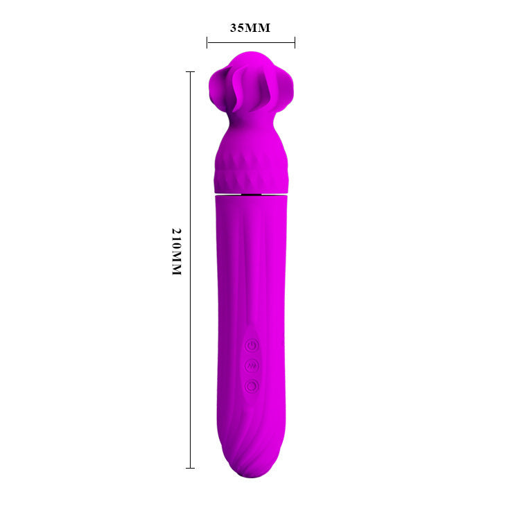 12 Vibrations Ribbed Silicone Rotary Rod