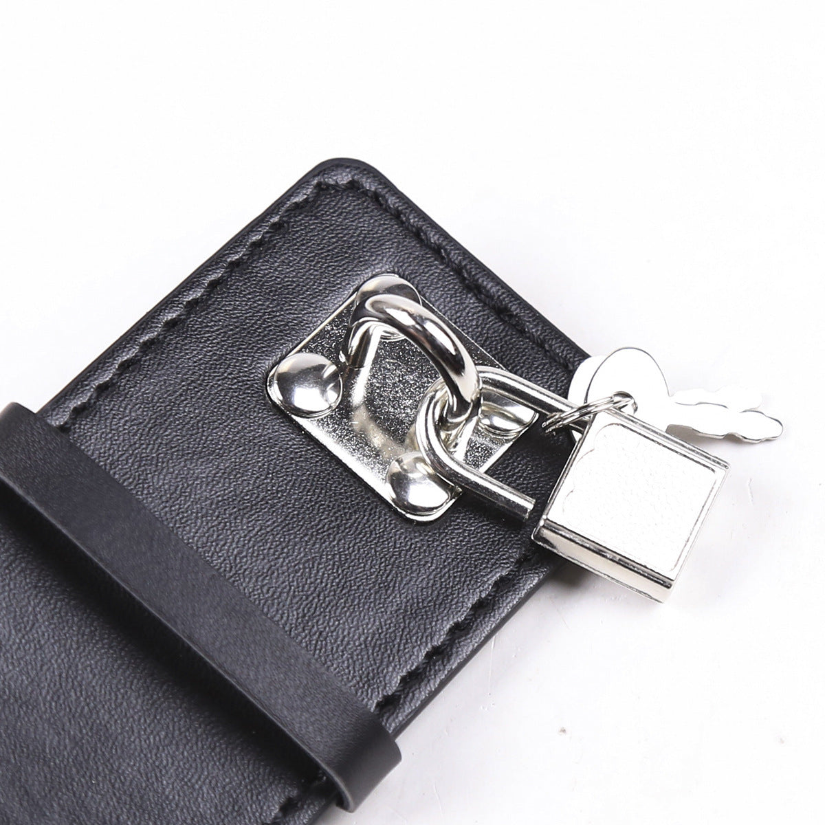 PU Leather Handcuff Shackles With Lock