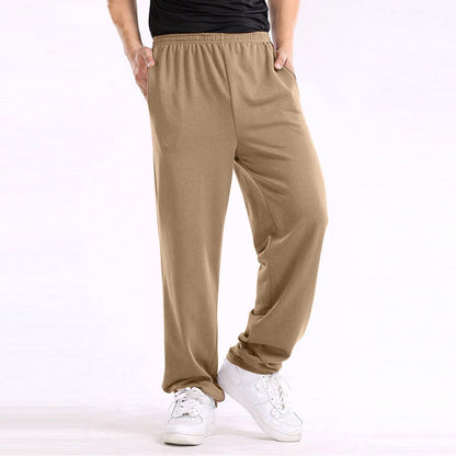 Casual Straight Solid Loose Pockets Trousers