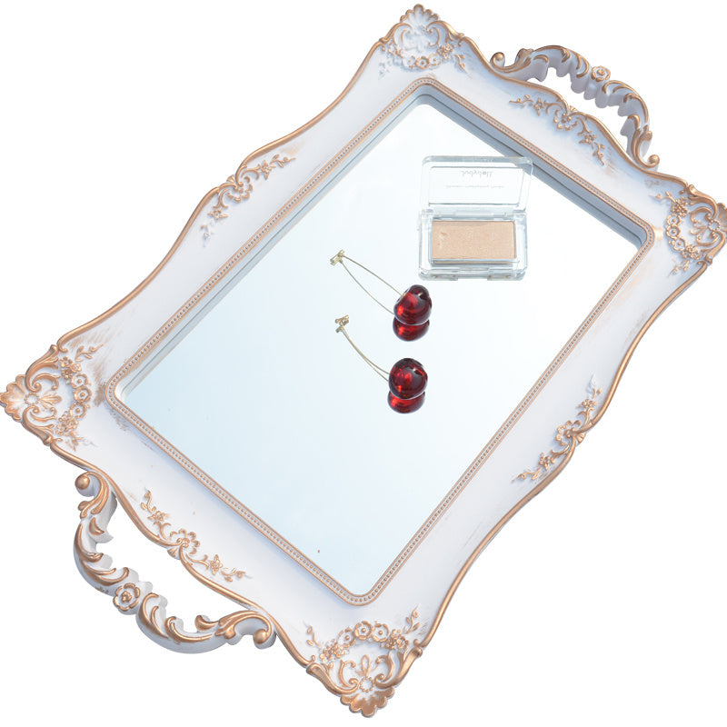 Decorative Resin Handle Mirror Tray