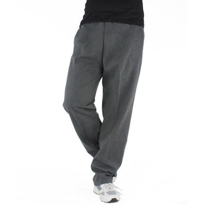 Casual Straight Solid Loose Pockets Trousers