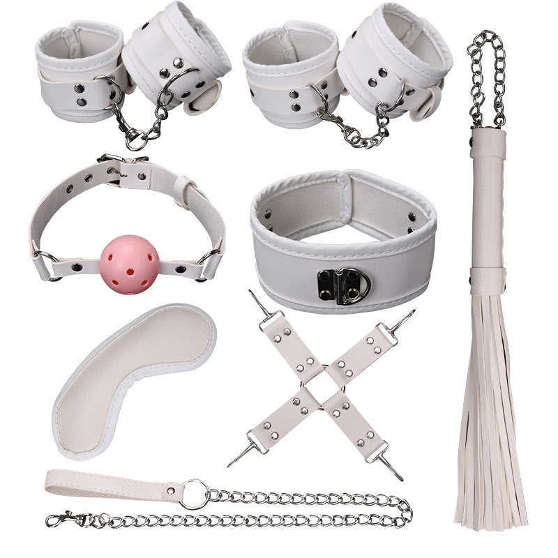 Ball Gag Sexy 8 Piece Set Training Bondage And Discipline Set Plush Leather Handcuffs