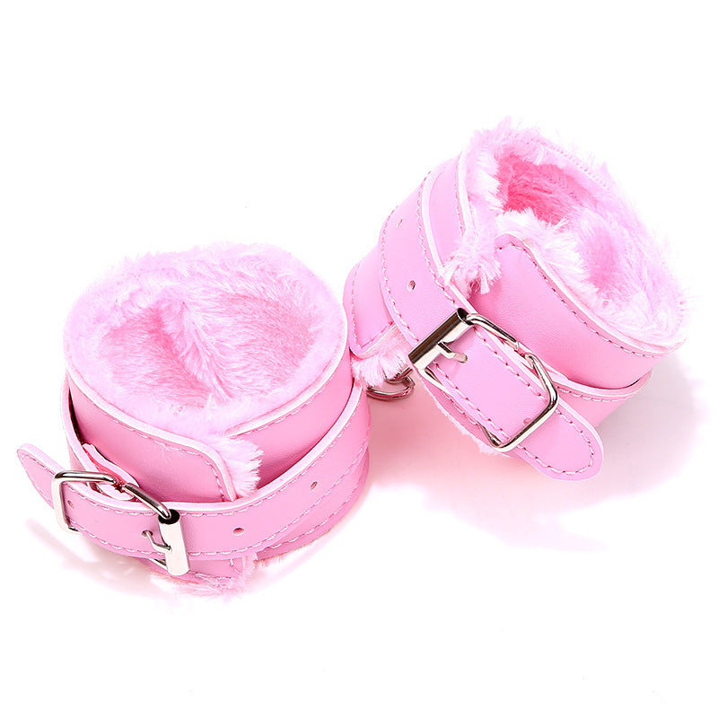 Boudoir Elegant Simple Plain Leather Plush Handcuffs