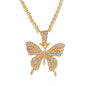 Rhinestone Butterfly Pendant Necklace & Chain