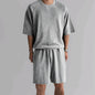 Men's Terry Casual Round Neck Short Sleeve & Shorts Set Huge Variety