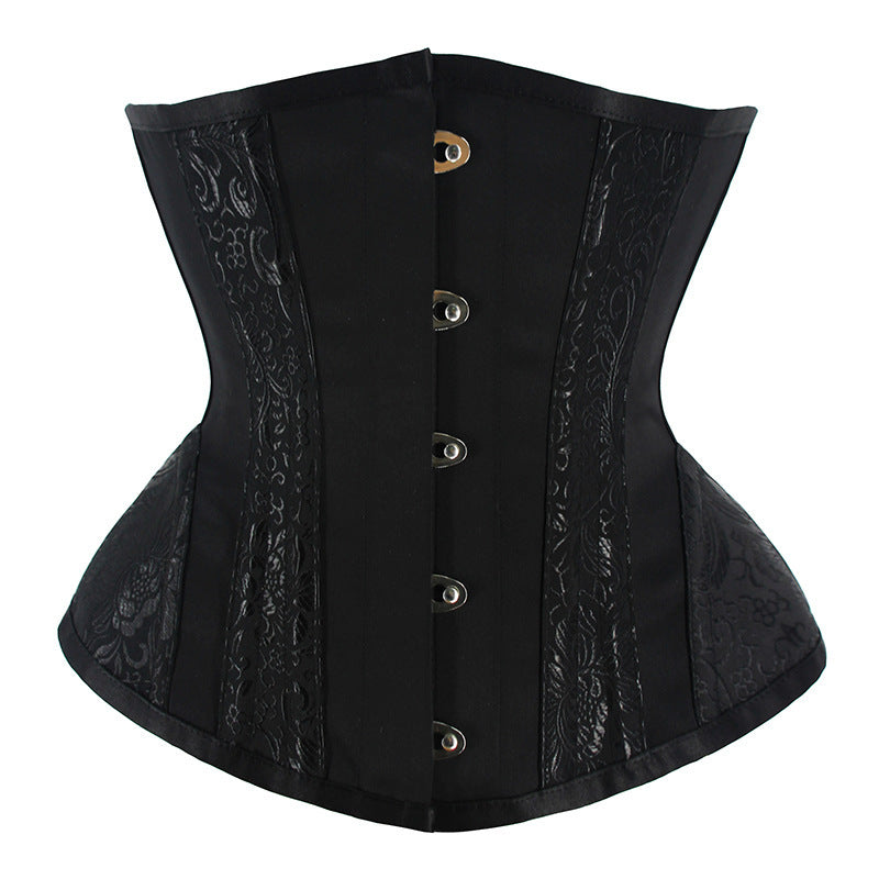 Plunging Neck Short Breathable Embroidered Gothic Corset Shapewear