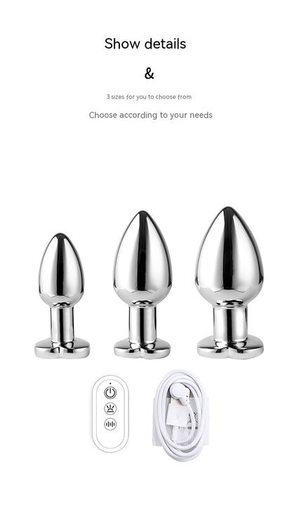 Luminous App Remote Control Metal Heart-Shaped Anal Plug