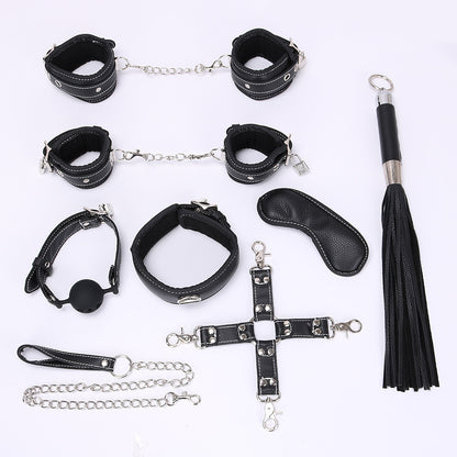 Ball Gag Sexy 8 Piece Set Training Bondage And Discipline Set Plush Leather Handcuffs