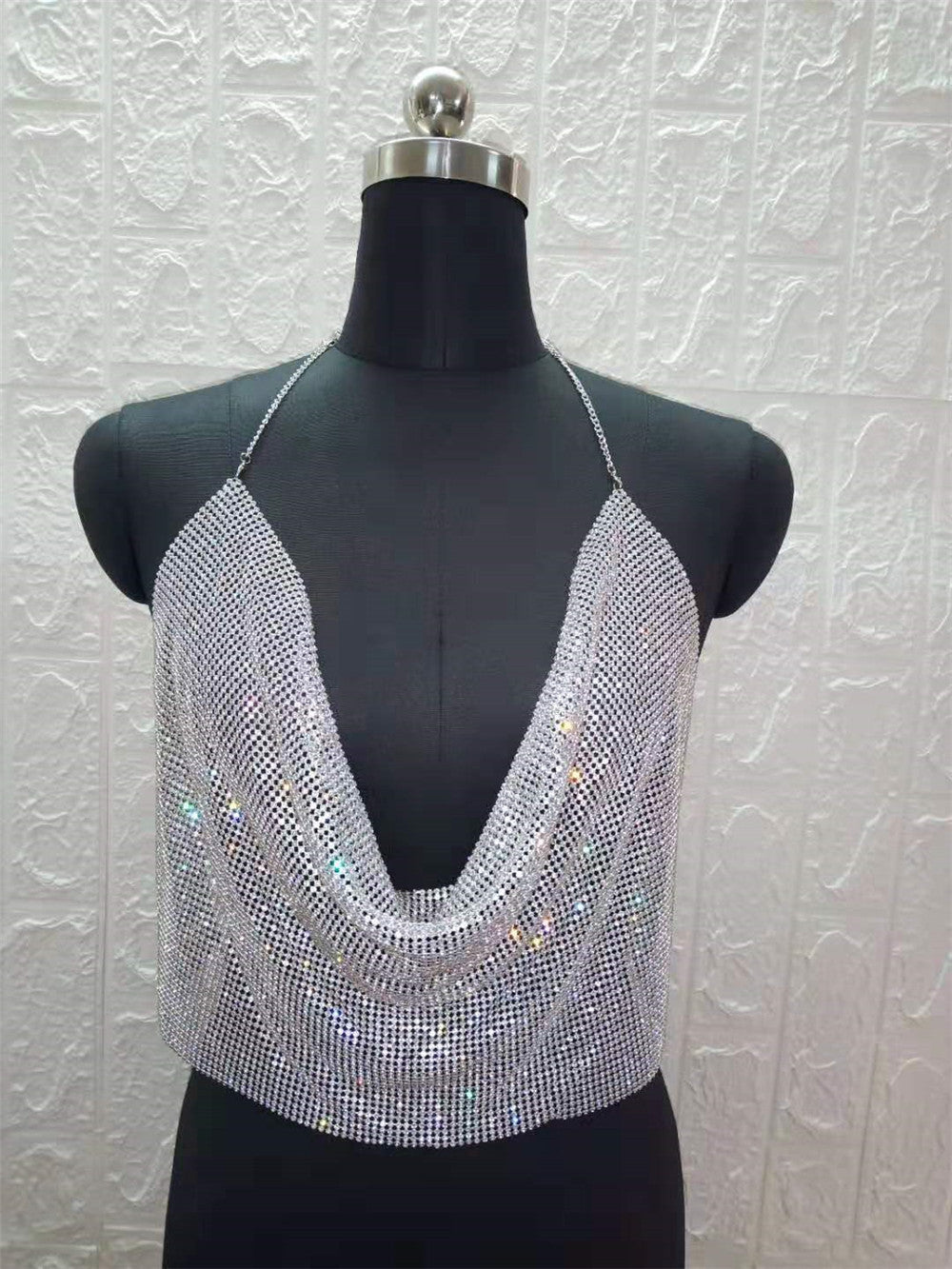 Diamond Rhinestones Chain Sling Cami Top